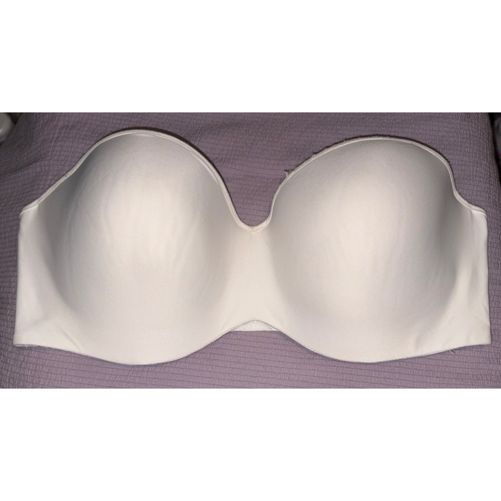 Lilyette White Full Figure Full Coverage Underwire Strapless Bra,‎ Size 38DD